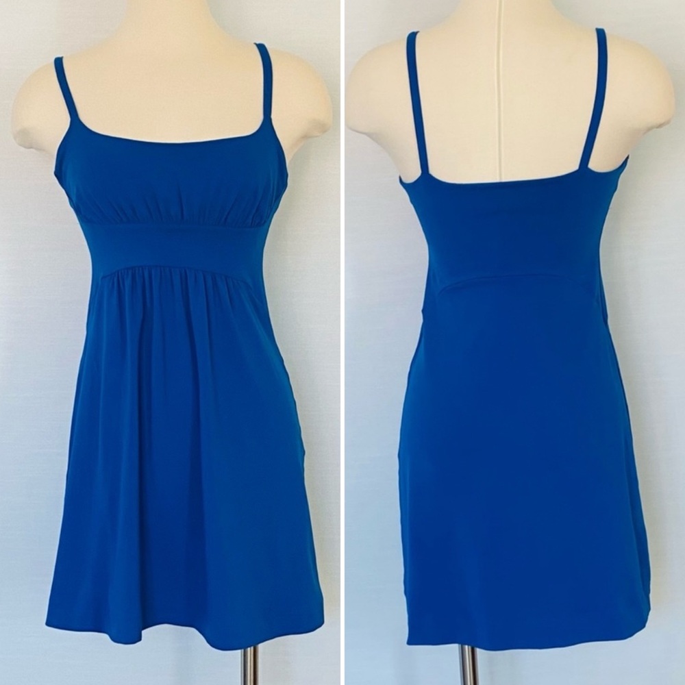 Susana Monaco Royal Bright Blue Fit Flare Milkmaid Ruched Tank Slip Dress - Picture 1 of 5